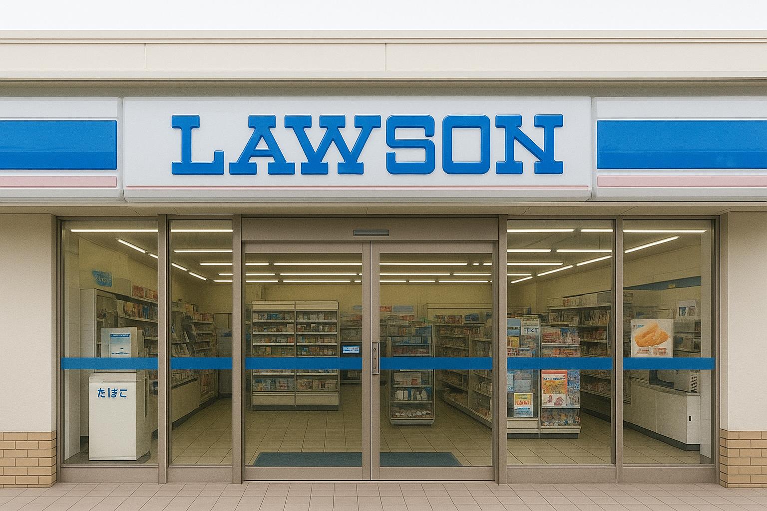 ローソン店舗の外観 正面から見たコンビニエンスストアの写真